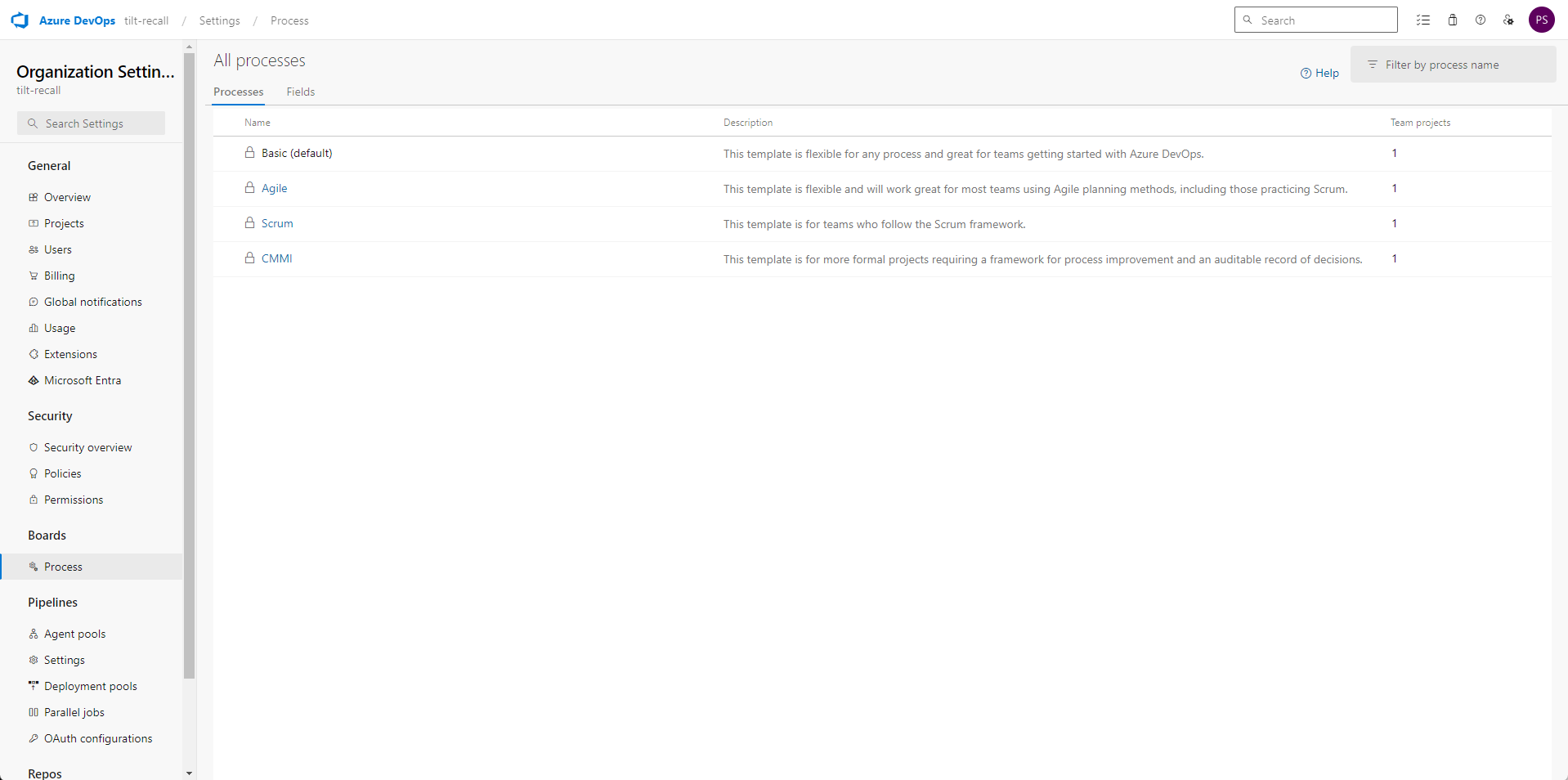 Azure DevOps - Default methodologies