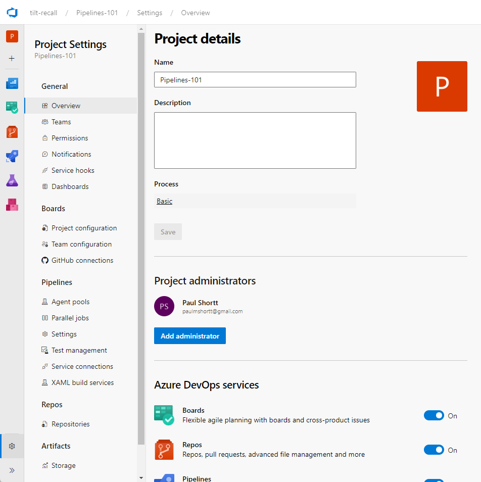 Azure DevOps - Project Settings