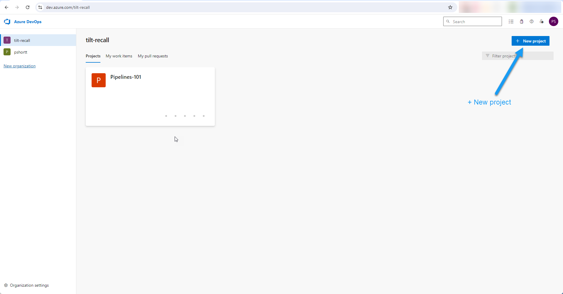 Azure DevOps - New project
