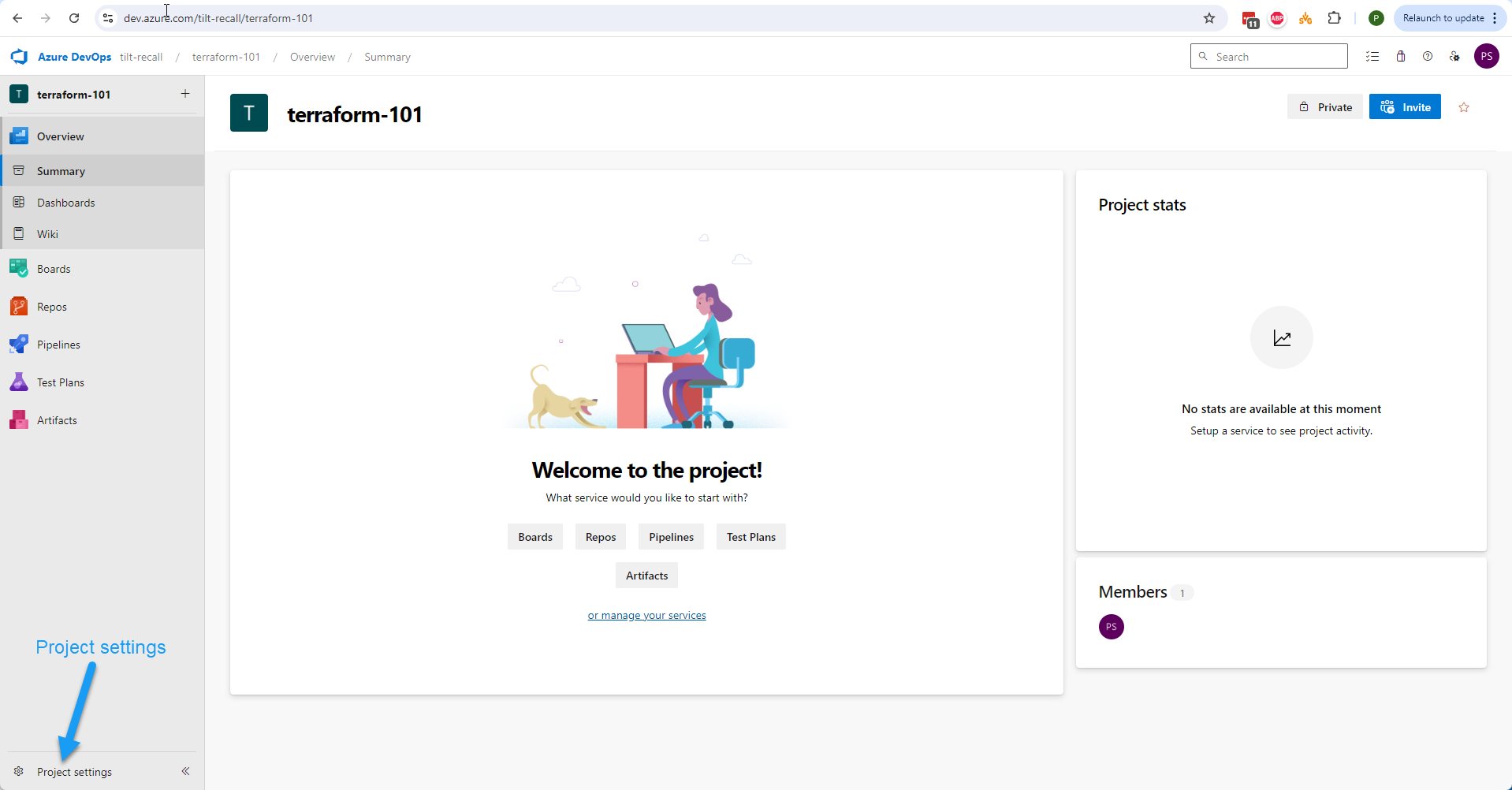 Azure DevOps - Select Project